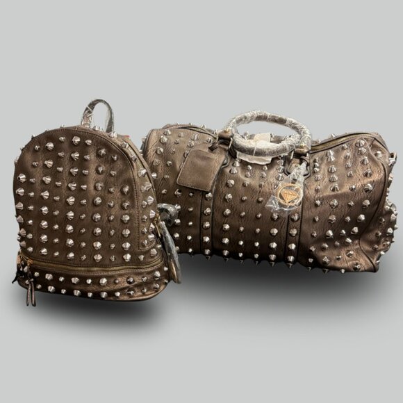 Tracey Lynn Studded Carry-On Bag & Backpack Set | Brown | Excellent main image 4
